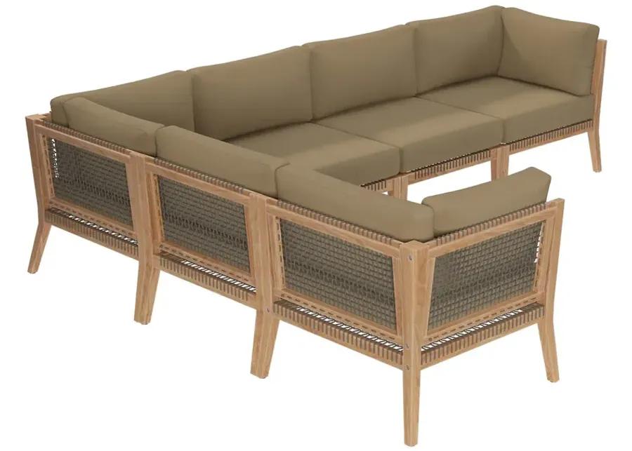 Clearwater Teak 6-Piece Outdoor Sectional