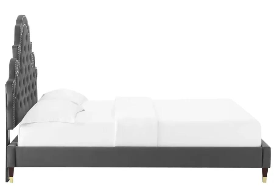 Gwyneth Tufted Performance Velvet Queen Platform Bed