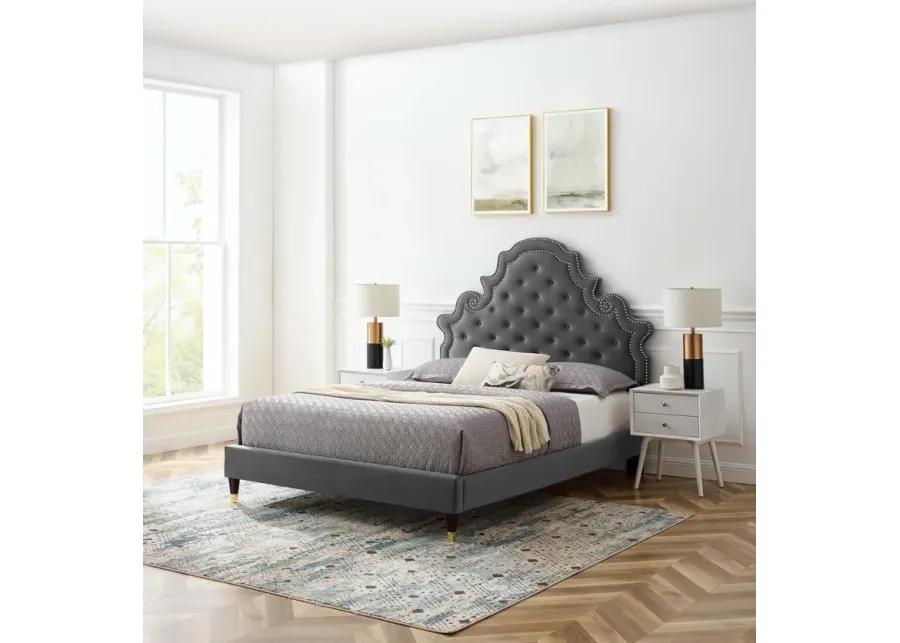 Gwyneth Tufted Performance Velvet Queen Platform Bed