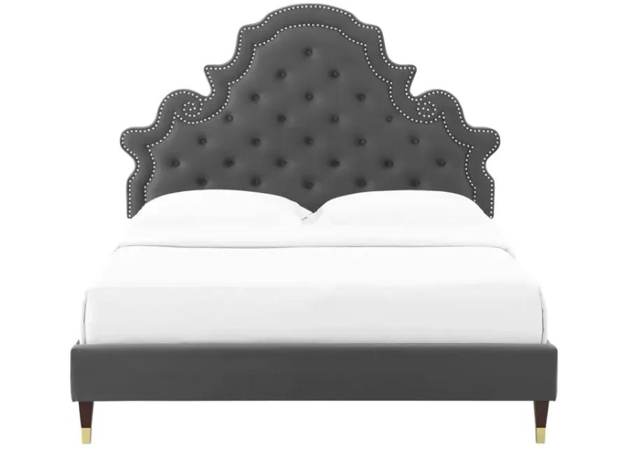 Gwyneth Tufted Performance Velvet Queen Platform Bed