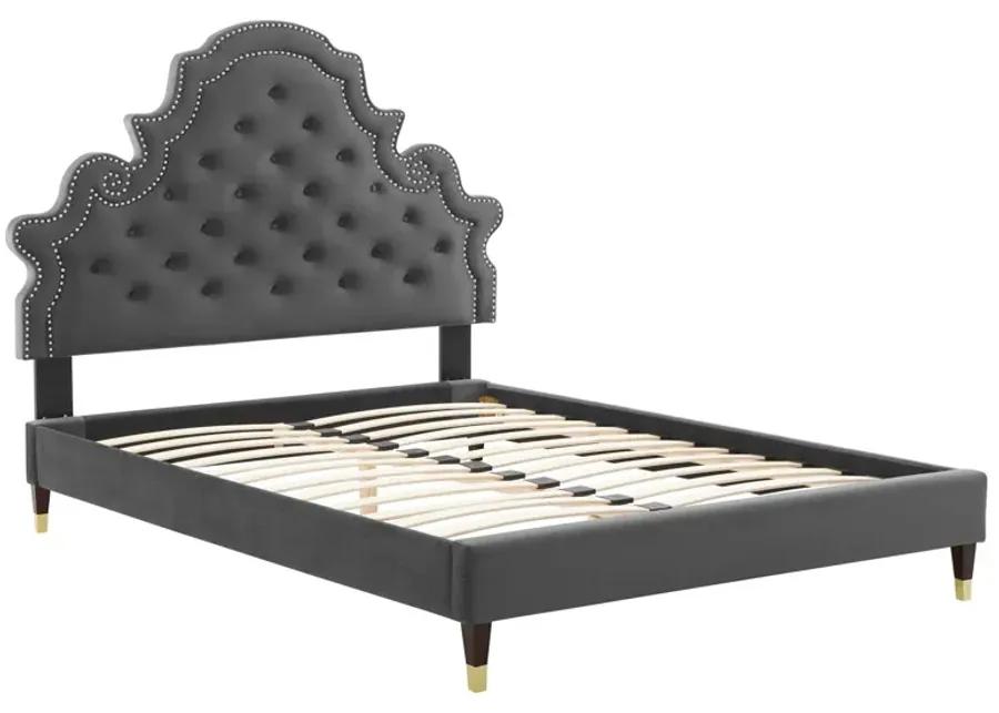 Gwyneth Tufted Performance Velvet Queen Platform Bed