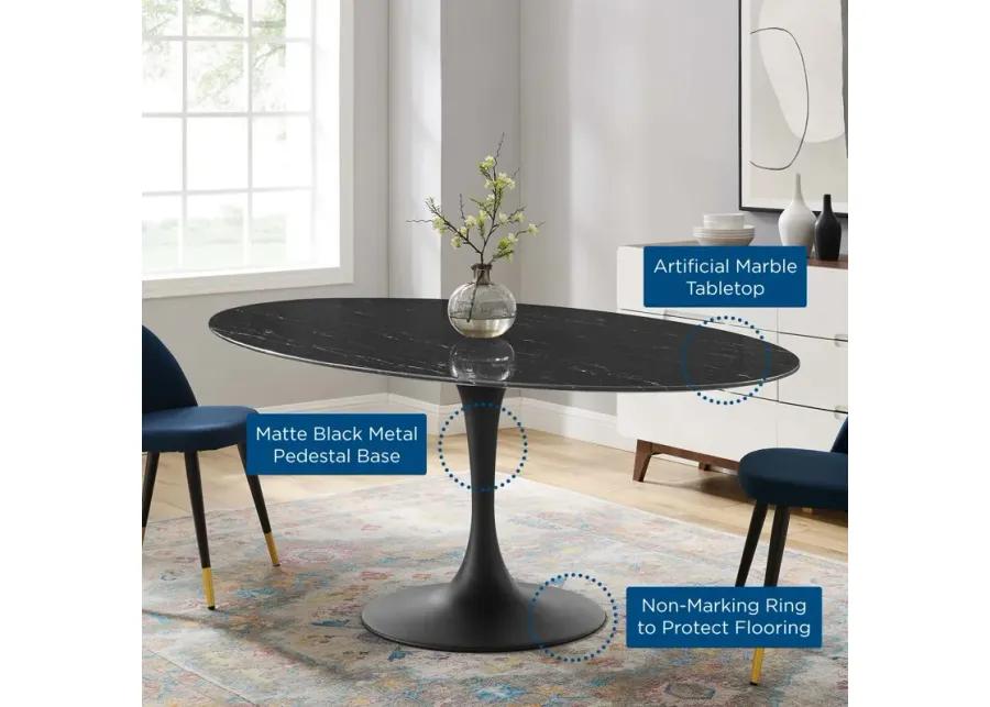 Lippa 78" Oval Artificial Marble Dining Table