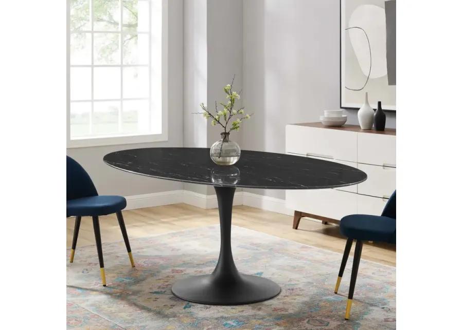 Lippa 78" Oval Artificial Marble Dining Table