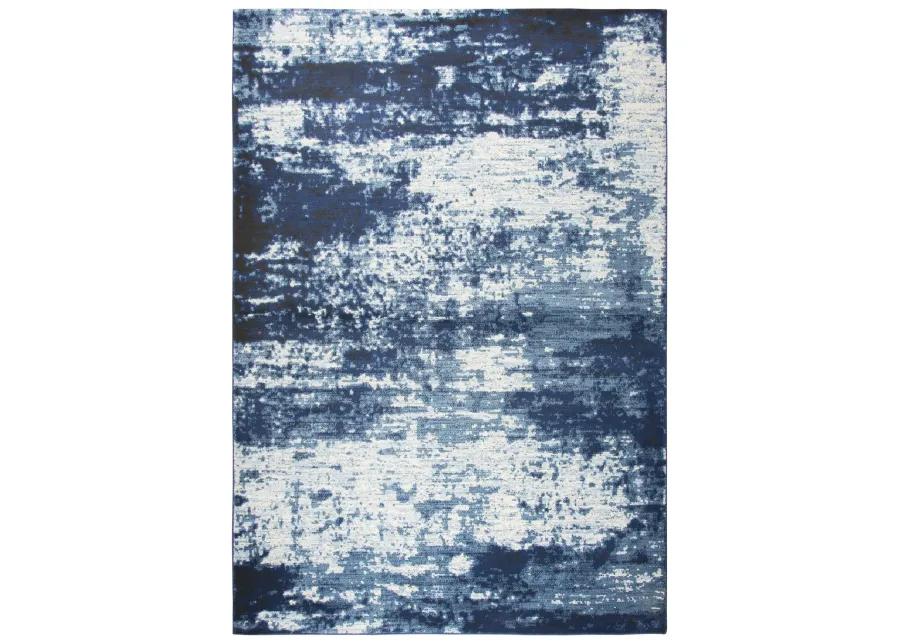 Panache Ivory/Blue Abstract Polypropylene 5'3" x 7'6" Rectangle Rug