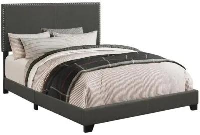 Boyd Twin Upholstered Bed with Nailhead Trim Charcoal