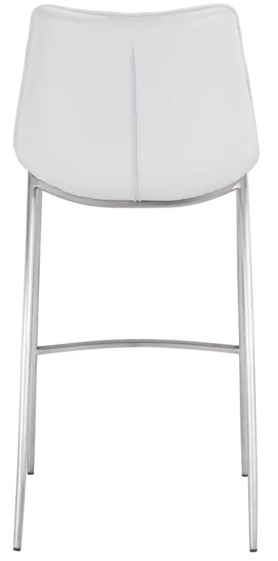 Magnus Barstool (Set of 2) White & Silver