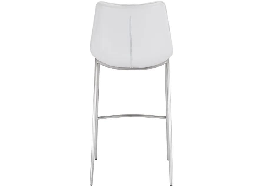 Magnus Barstool (Set of 2) White & Silver