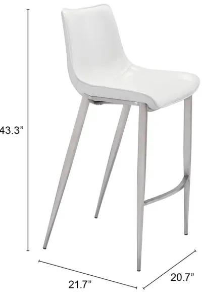 Magnus Barstool (Set of 2) White & Silver