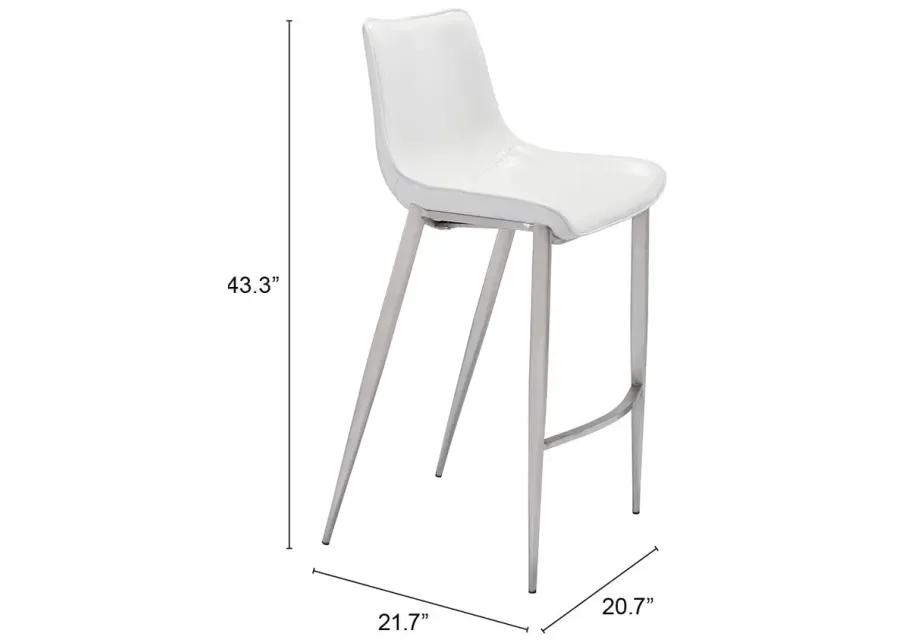 Magnus Barstool (Set of 2) White & Silver