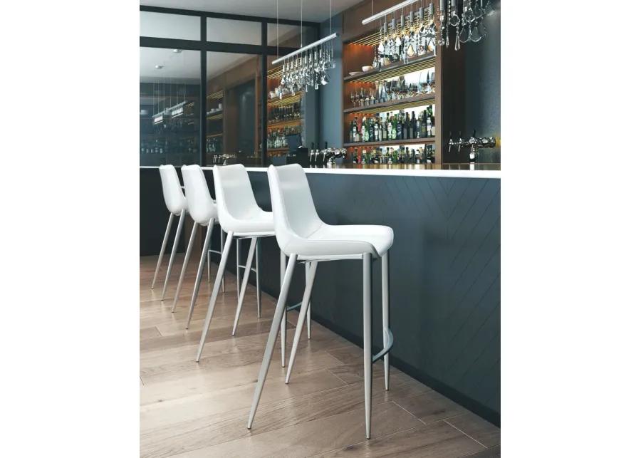 Magnus Barstool (Set of 2) White & Silver