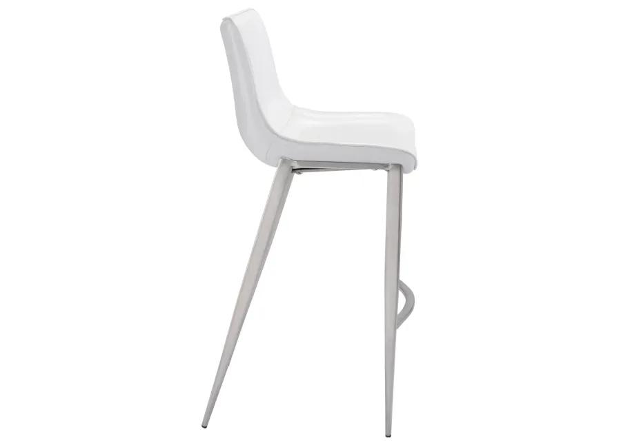 Magnus Barstool (Set of 2) White & Silver