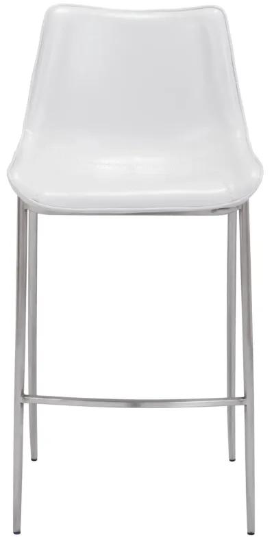 Magnus Barstool (Set of 2) White & Silver