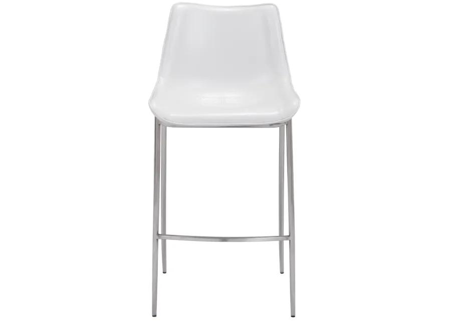 Magnus Barstool (Set of 2) White & Silver