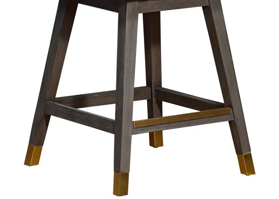 Amalie Swivel Counter Stool in Gray Oak Wood Finish with Gray Boucle Fabric