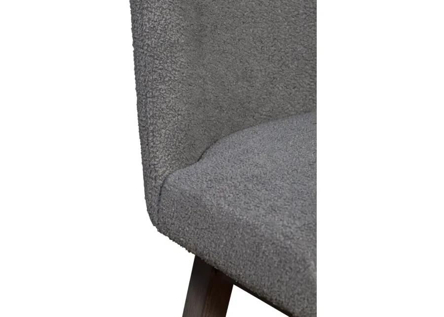 Amalie Swivel Counter Stool in Gray Oak Wood Finish with Gray Boucle Fabric