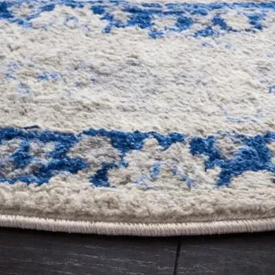 Brentwood 852 Beige / Blue 6'-7" X 6'-7" Round Round Powerloomed Rug