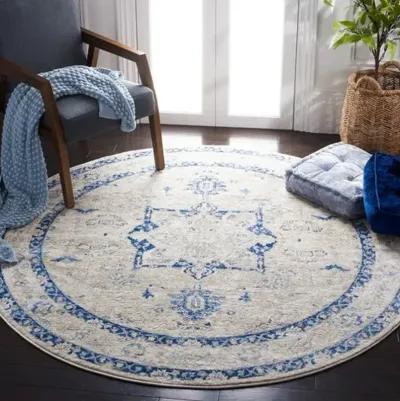 Brentwood 852 Beige / Blue 6'-7" X 6'-7" Round Round Powerloomed Rug