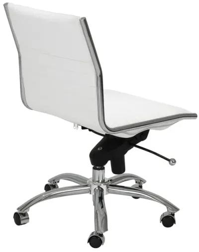 Dirk Low Back Office Chair w/o Armrests in White with Chromed Steel Base