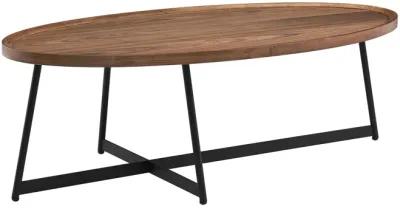 Niklaus 47" Oval Coffee Table in American Walnut with Black Base