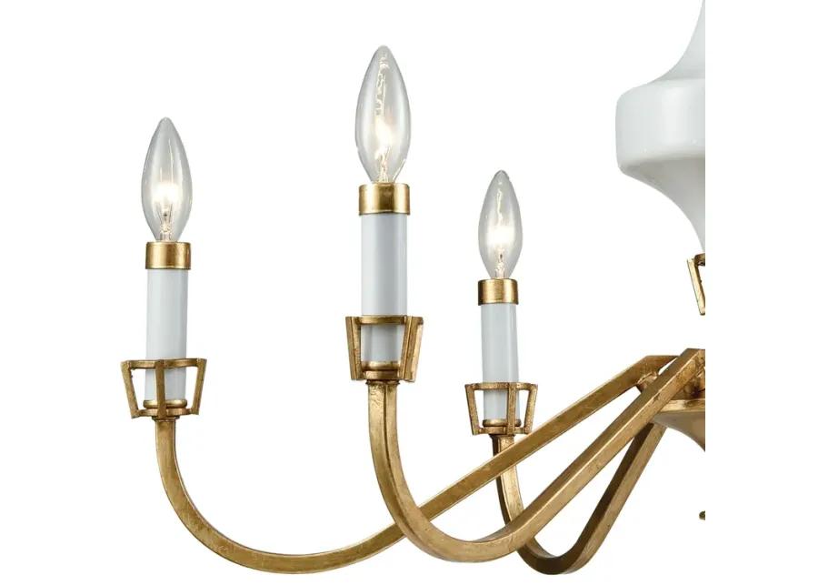 Ceramique 30" Wide 6-Light Chandelier - Antique Gold Leaf