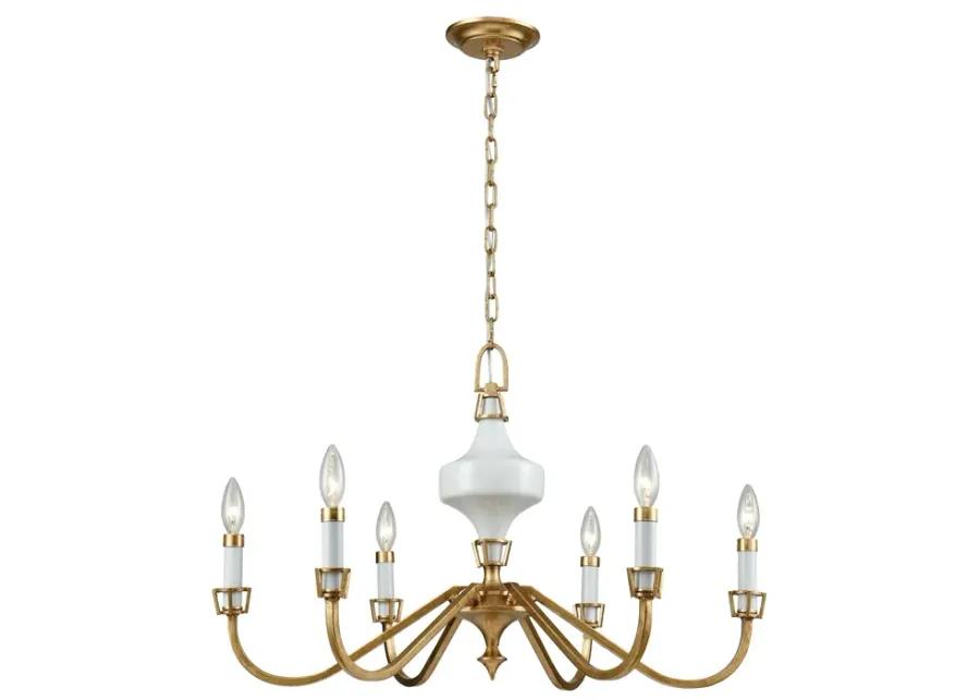 Ceramique 30" Wide 6-Light Chandelier - Antique Gold Leaf