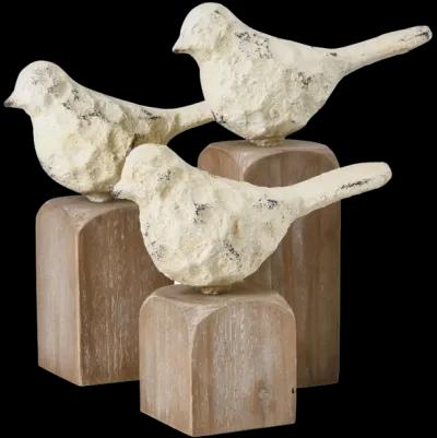 Higgins Bird Object - Set of 3 Aged Cream