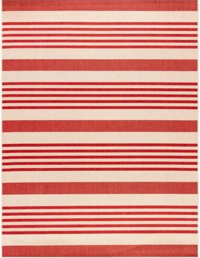 Safavieh BEACH HOUSE Collection BHS222Q-7SQ Beige / Red 6'-7" X 6'-7" Square