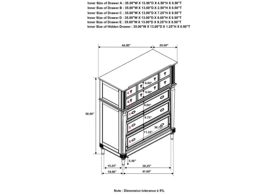 Alderwood 5-drawer Chest French Grey