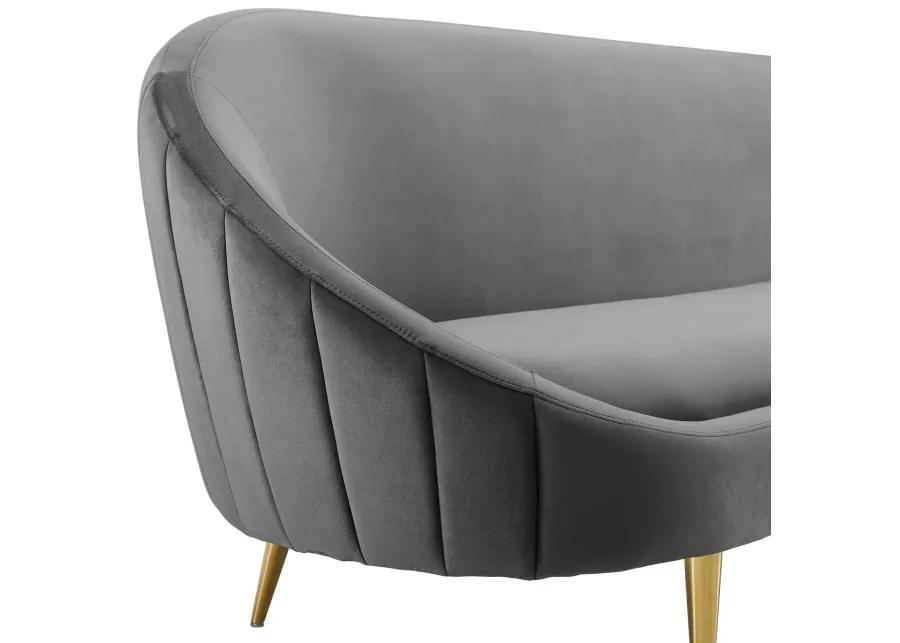 Sublime Vertical Curve Back Performance Velvet Sofa