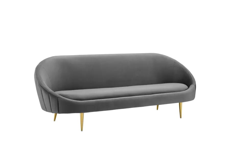 Sublime Vertical Curve Back Performance Velvet Sofa