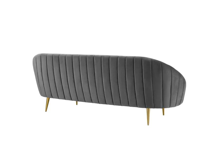 Sublime Vertical Curve Back Performance Velvet Sofa