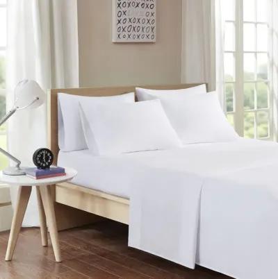 Intelligent Design Microfiber White Sheet Set with Side Storage Pockets