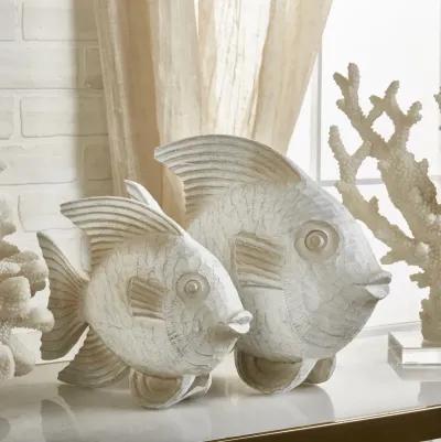 Resin 10" Fish Figurine, Whitewash