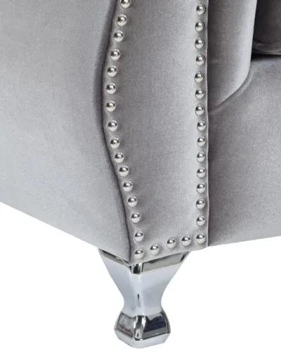 Frostine Button Tufted Loveseat Silver