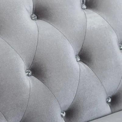 Frostine Button Tufted Loveseat Silver