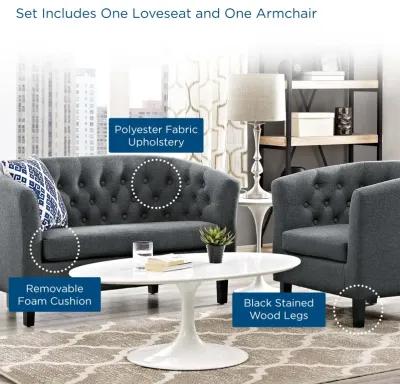 Prospect 2 Piece Upholstered Fabric Loveseat and Armchair Set