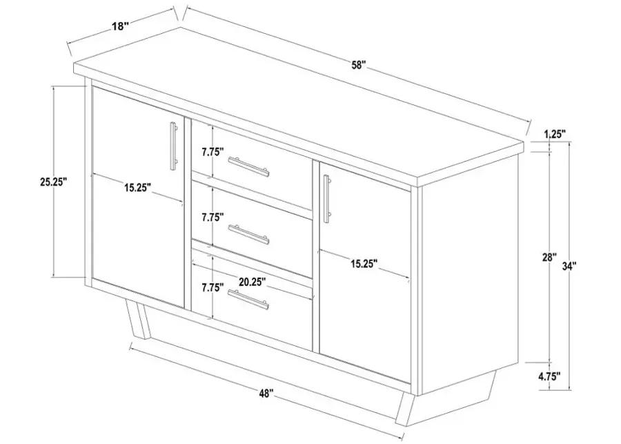 Sherry 3-drawer Marble Top Dining Sideboard Server White and Rustic Espresso