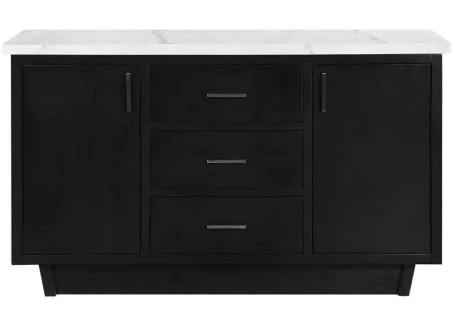 Sherry 3-drawer Marble Top Dining Sideboard Server White and Rustic Espresso