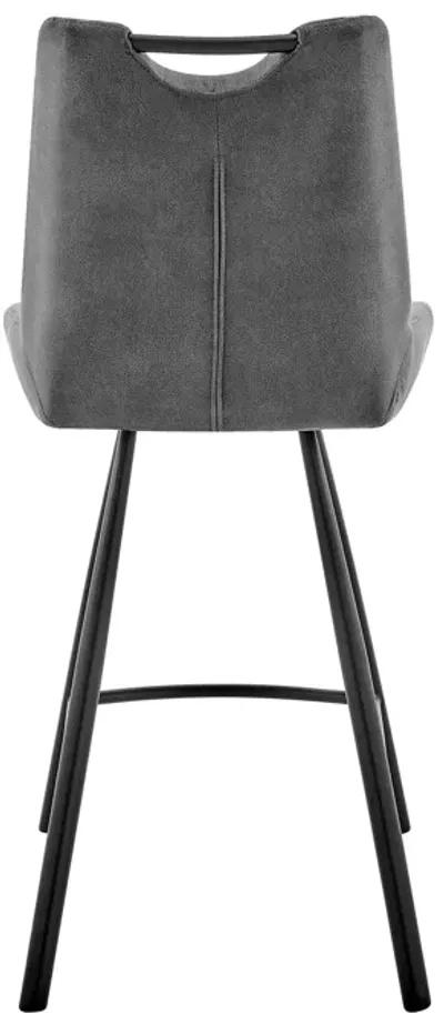 Arizona 30" Bar Height Bar Stool in Charcoal Fabric and Black Finish