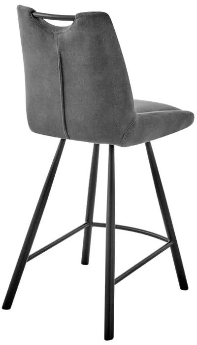 Arizona 30" Bar Height Bar Stool in Charcoal Fabric and Black Finish