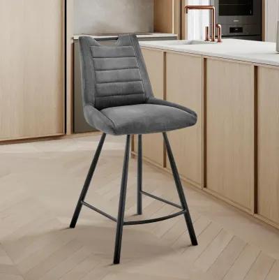 Arizona 30" Bar Height Bar Stool in Charcoal Fabric and Black Finish