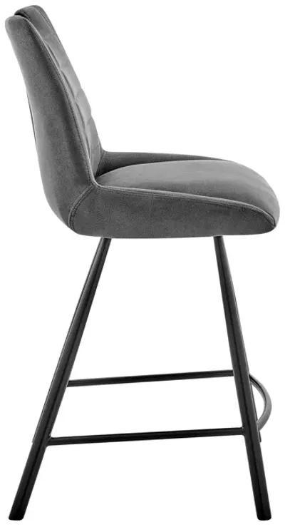 Arizona 30" Bar Height Bar Stool in Charcoal Fabric and Black Finish