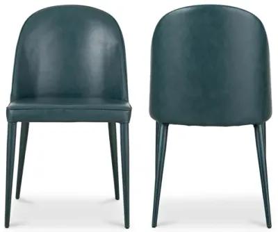 BURTON DINING CHAIR DARK TEAL VEGAN LEATHER-SET OF TWO