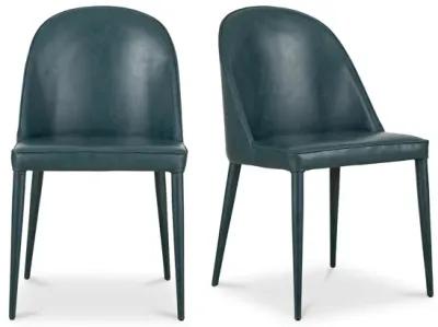 BURTON DINING CHAIR DARK TEAL VEGAN LEATHER-SET OF TWO