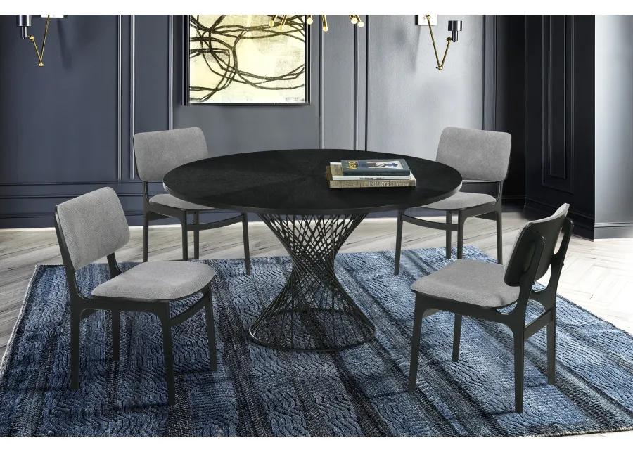 Cirque and Lima 5 Piece Black Round Dining Set