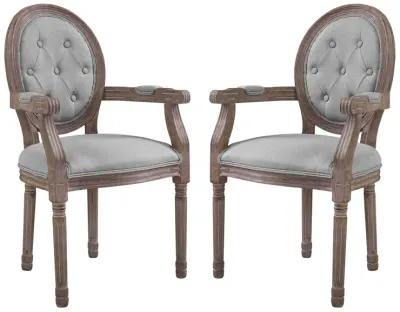 Arise Vintage French Upholstered Fabric Dining Armchair Set of 2