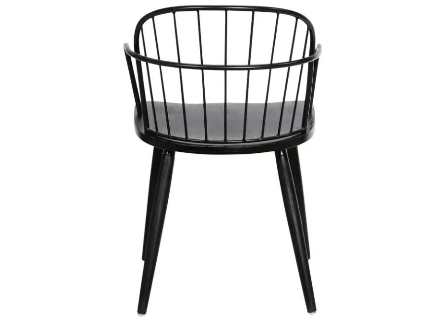 Bradley Steel Framed Side Chair in Black Powder Coated Finish and Black Brushed Wood