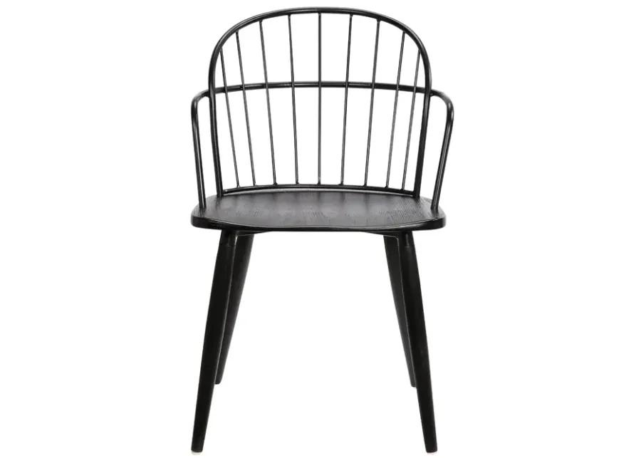 Bradley Steel Framed Side Chair in Black Powder Coated Finish and Black Brushed Wood