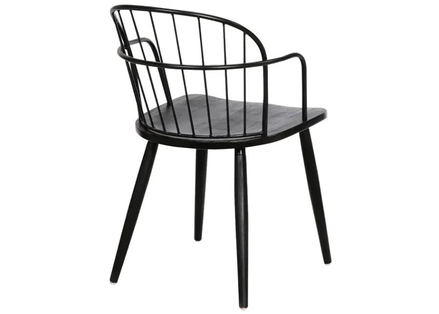 Bradley Steel Framed Side Chair in Black Powder Coated Finish and Black Brushed Wood