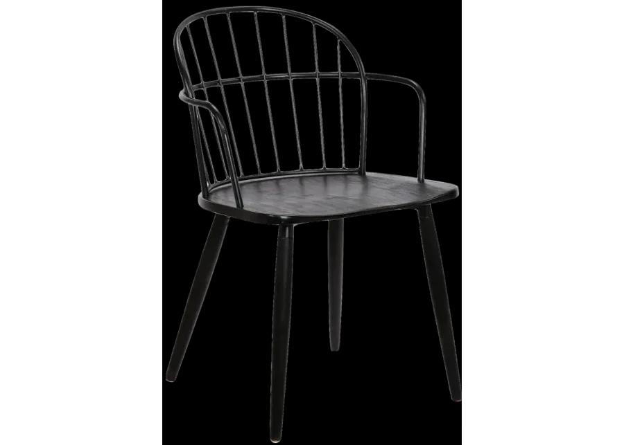 Bradley Steel Framed Side Chair in Black Powder Coated Finish and Black Brushed Wood